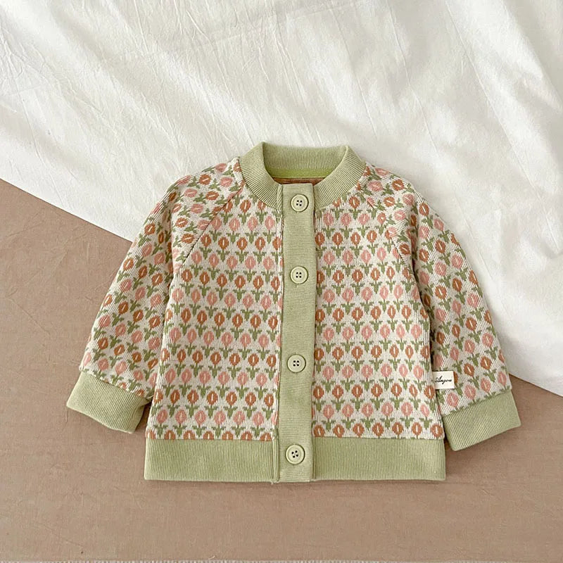 -ベビーカーディガン ニットジャケット ハート レトロフラワー 幾何学 15柄【mh0004142】 - mamahalo shop - カーディガン・パーカー -  べビー服 - 子供服 - 男の子 - 女の子
