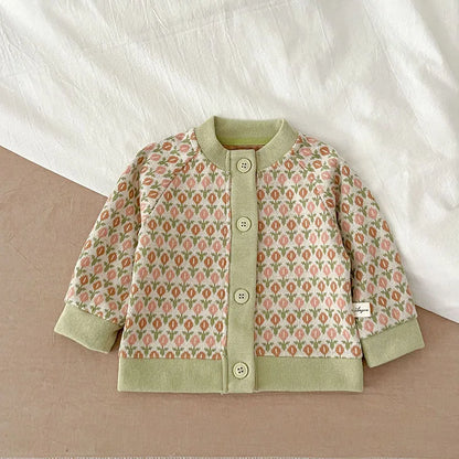 -ベビーカーディガン ニットジャケット ハート レトロフラワー 幾何学 15柄【mh0004142】 - mamahalo shop - カーディガン・パーカー -  べビー服 - 子供服 - 男の子 - 女の子