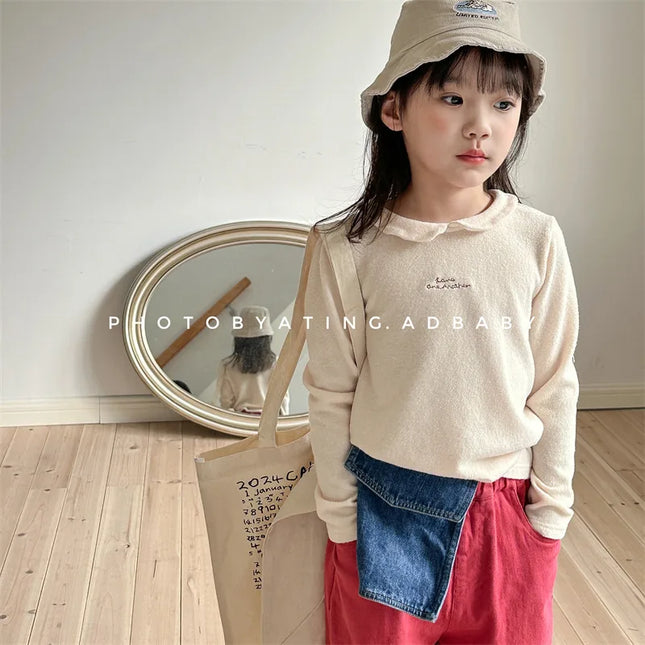 キッズトップス 長袖丸襟Tシャツ ブラウス 4カラー - mamahalo shop - 長袖Tシャツ -  べビー服 - 子供服 - 男の子 - 女の子