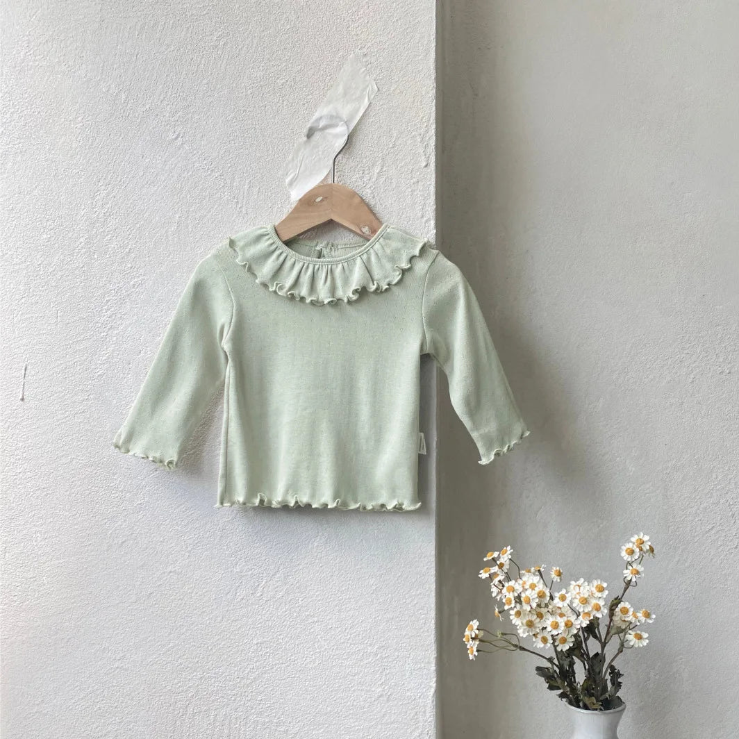 -ベビートップス レースサークル襟長袖Tシャツ 2カラー - mamahalo shop - 長袖Tシャツ -  べビー服 - 子供服 - 男の子 - 女の子