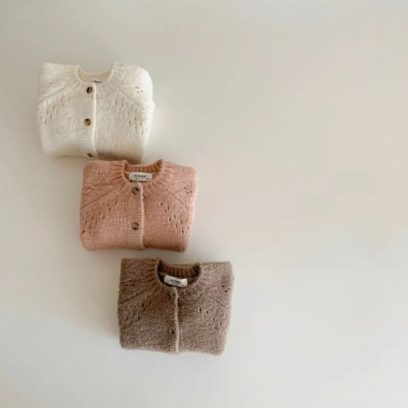 -ベビーカーディガン ニットジャケット シンプルベーシック 3カラー【mh0006569】 - mamahalo shop - カーディガン・パーカー -  べビー服 - 子供服 - 男の子 - 女の子