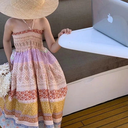 -☺︎ キッズワンピース ホルターネック サマードレス リゾートウェア - mamahalo shop - ノースリーブワンピース -  べビー服 - 子供服 - 男の子 - 女の子