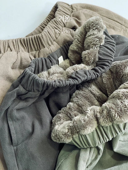 -キッズパンツ 裏ファーフリース ルーズパンツ シンプル ベーシック 無地 3カラー ボーイズ 男の子 子供服 - mamahalo shop - ロングパンツ・スウェットパンツ -  べビー服 - 子供服 - 男の子 - 女の子