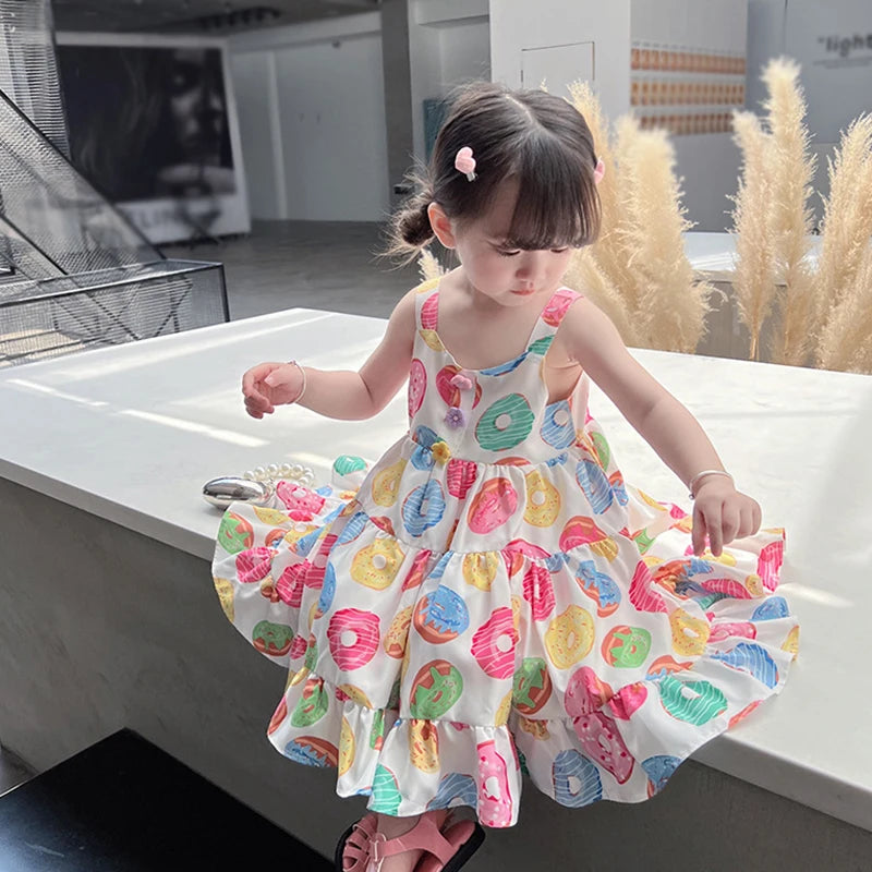 -キッズワンピースノースリーブワンピース ドーナツプリント【mh0005970】 - mamahalo shop - ノースリーブワンピース -  べビー服 - 子供服 - 男の子 - 女の子