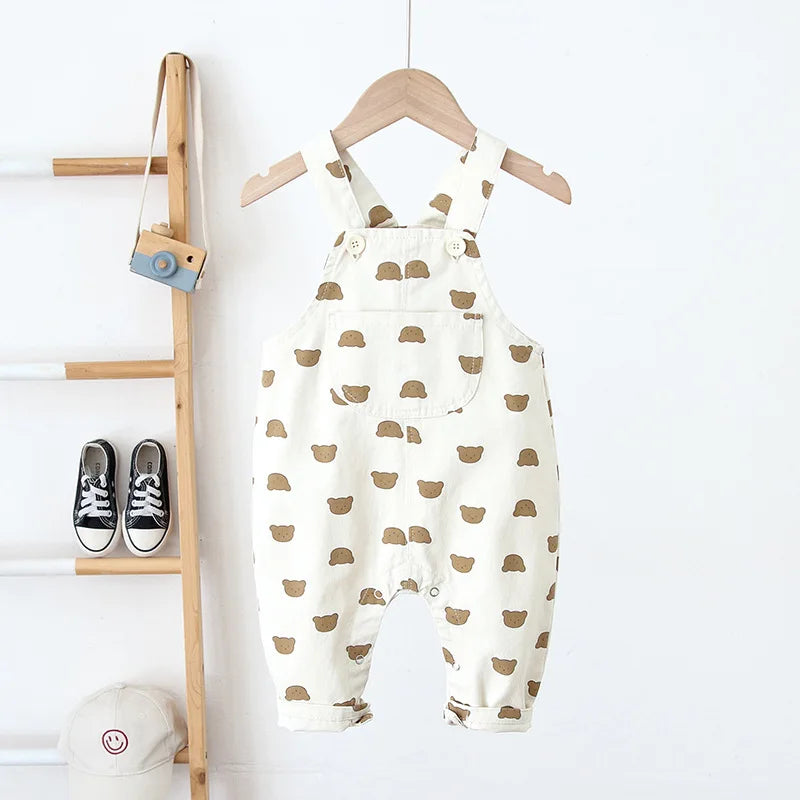 -ベビーオーバーオール サスペンダーパンツ サロペット ベアくまプリント 2カラー - mamahalo shop - オーバーオール -  べビー服 - 子供服 - 男の子 - 女の子