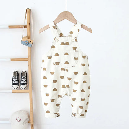 -ベビーオーバーオール サスペンダーパンツ サロペット ベアくまプリント 2カラー - mamahalo shop - オーバーオール -  べビー服 - 子供服 - 男の子 - 女の子