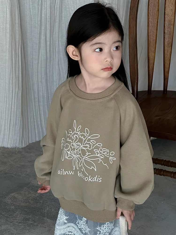 -キッズトップス 長袖プリントルーズスウェットシャツプルオーバー 2カラー - mamahalo shop - トレーナー・フーディ -  べビー服 - 子供服 - 男の子 - 女の子