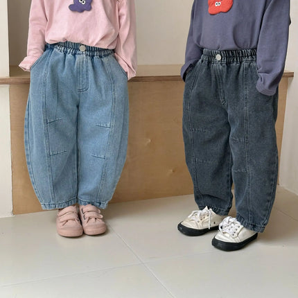 キッズパンツ タックアクセントルーズデニムパンツジーンズ - mamahalo shop - デニムパンツ -  べビー服 - 子供服 - 男の子 - 女の子