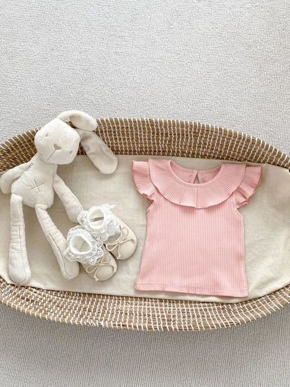 -ベビートップス サークルフリル襟 半袖Tシャツ カットソー 5カラー【mh0005599】 - mamahalo shop - 半袖Tシャツ -  べビー服 - 子供服 - 男の子 - 女の子