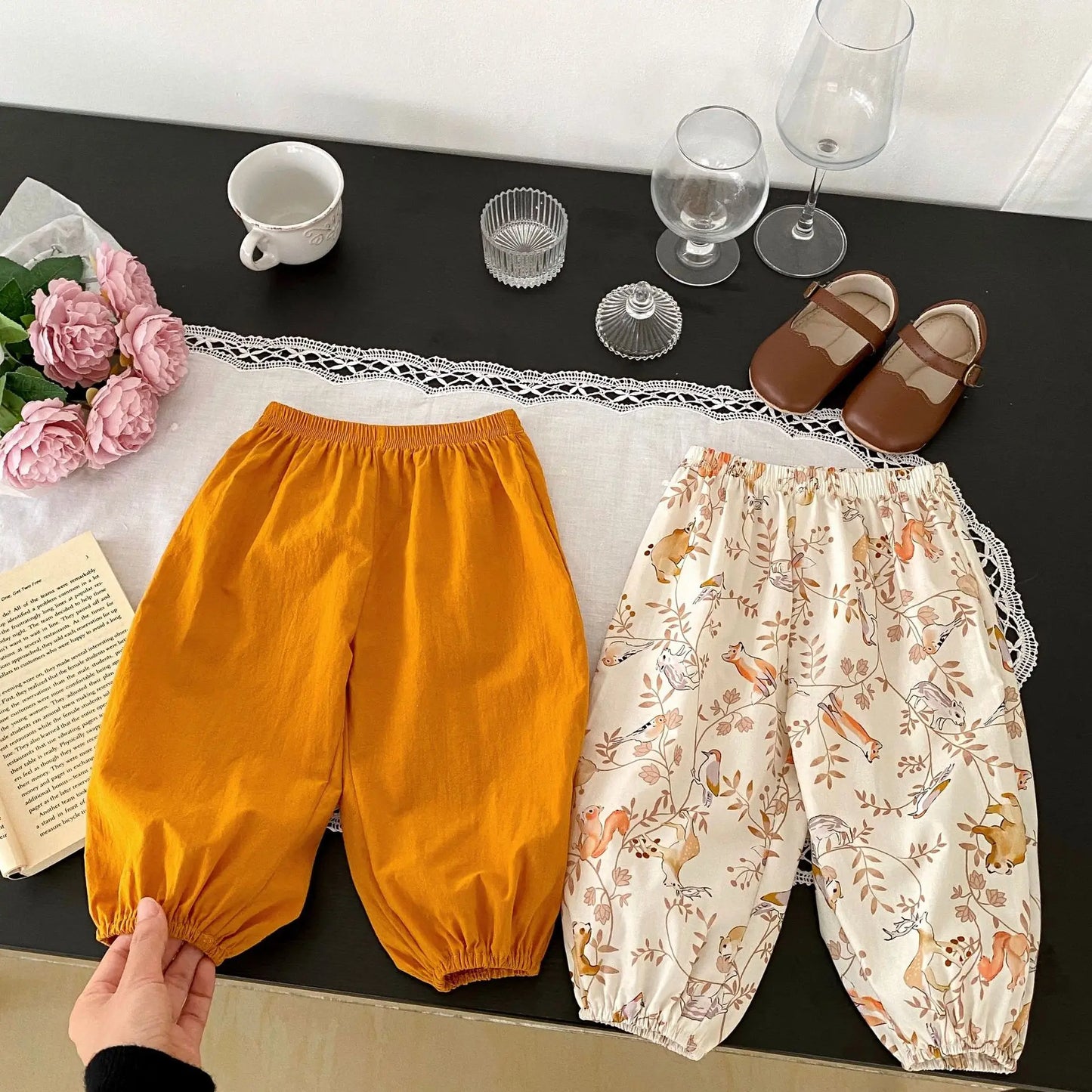 -ベビーパンツ サマールーズロングパンツ 無地/うさぎラビットプリント 2カラー【mh0006086】 - mamahalo shop - ロングパンツ・スウェットパンツ -  べビー服 - 子供服 - 男の子 - 女の子