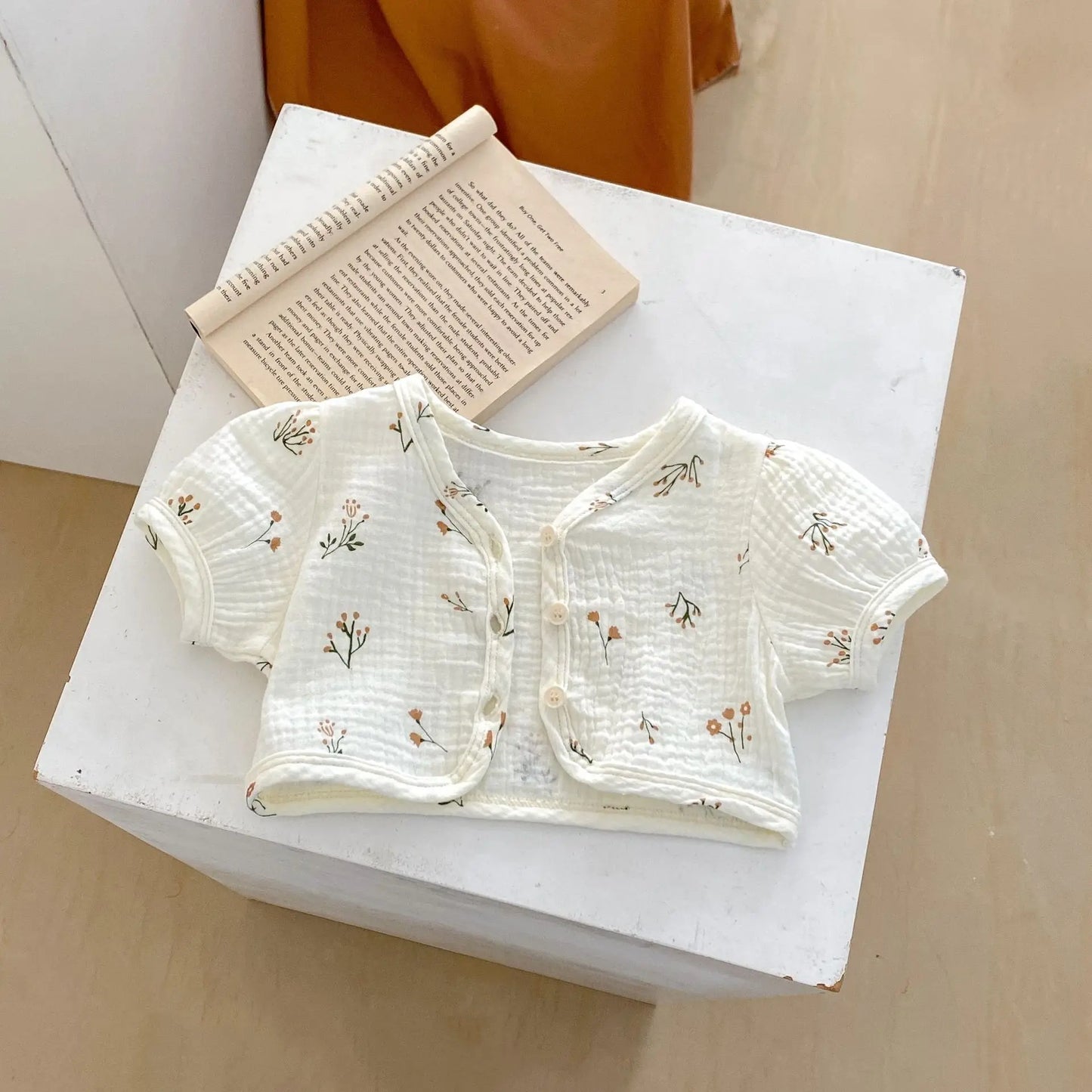 -☺︎ ベビーカーディガン 半袖ショートカーディガン ボレロ 無地/フラワープリント - mamahalo shop - カーディガン・パーカー -  べビー服 - 子供服 - 男の子 - 女の子