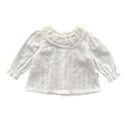 -ベビーキッズトップス 長袖チュニックブラウス フリル襟 フラワープリント 無地【mh0004450】 - mamahalo shop - 長袖シャツ・ブラウス -  べビー服 - 子供服 - 男の子 - 女の子