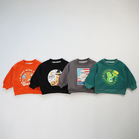 -キッズトップス くまベアプリント長袖スウェットトレーナー 4カラー - mamahalo shop - トレーナー・フーディ -  べビー服 - 子供服 - 男の子 - 女の子