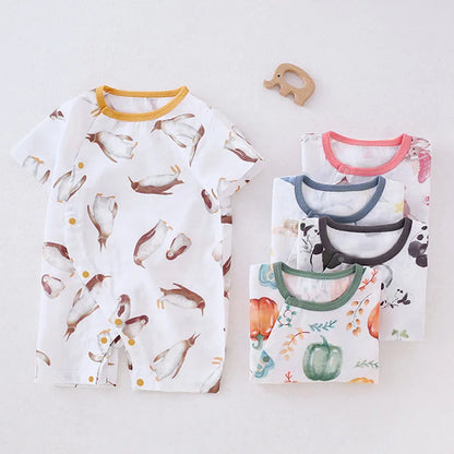 -ベビーロンパース 半袖カバーオール アニマルプリント 5カラー【mh0004592】 - mamahalo shop - 半袖ロンパース -  べビー服 - 子供服 - 男の子 - 女の子