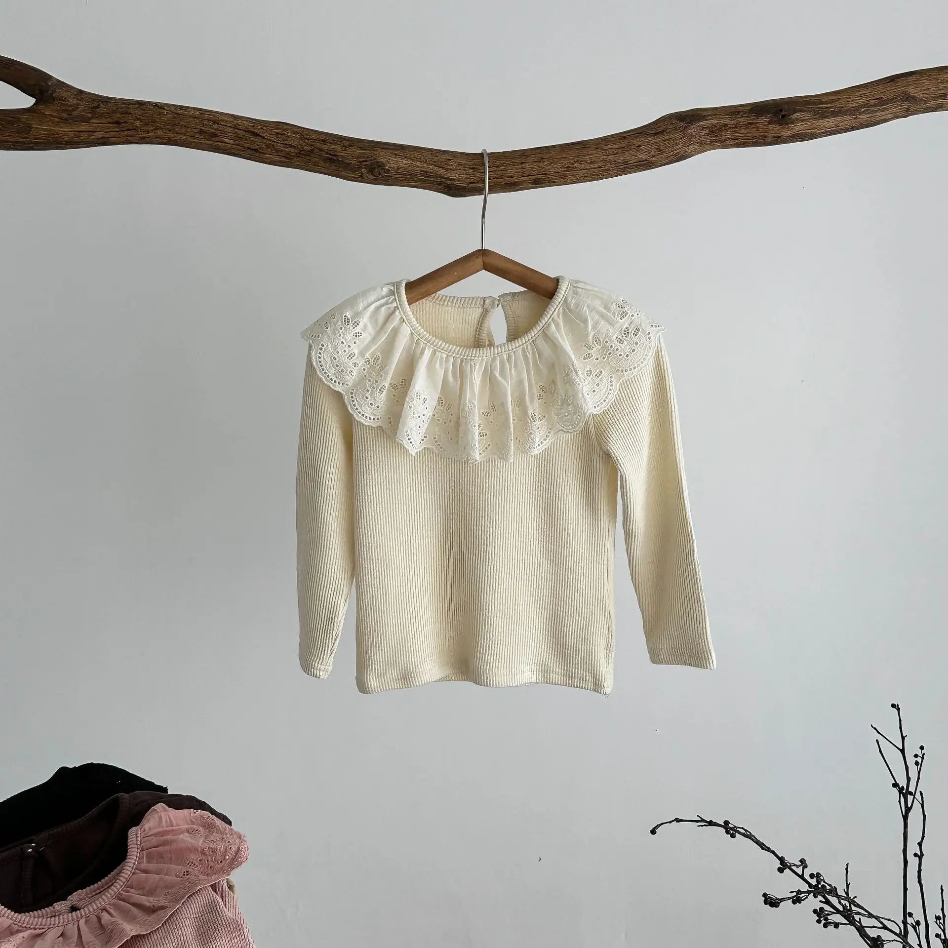 -キッズトップス レースラッフル襟長袖Tシャツ 4カラー - mamahalo shop - 長袖Tシャツ -  べビー服 - 子供服 - 男の子 - 女の子