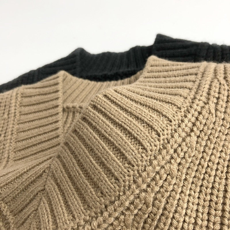 -キッズ服 ニット ベスト Vネック ざっくり ルーズ シンプル ベーシック カーキ 黒 2色 男の子 - mamahalo shop - ベスト -  べビー服 - 子供服 - 男の子 - 女の子