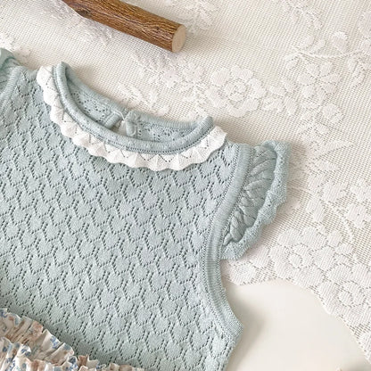 -ベビーキッズトップス サマーニット レースニット ノースリーブカットソー 2カラー - mamahalo shop - タンクトップ・キャミソール・ノースリーブトップス -  べビー服 - 子供服 - 男の子 - 女の子