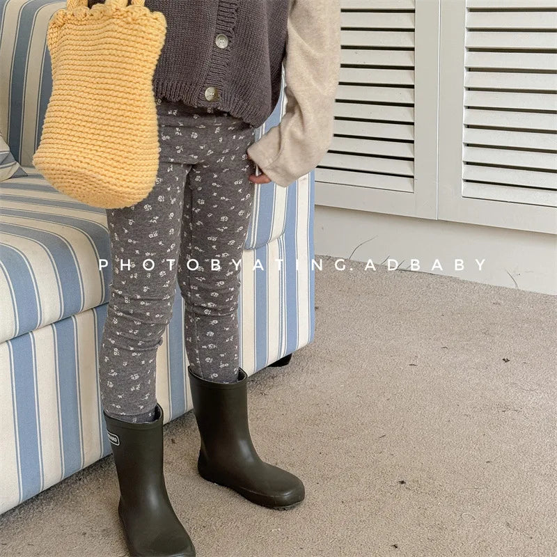 -キッズパンツ レギンスパンツ フラワー小花柄プリント 3カラー - mamahalo shop - レギンスパンツ -  べビー服 - 子供服 - 男の子 - 女の子