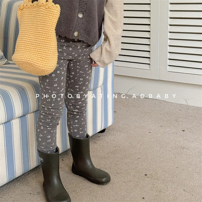 -キッズパンツ レギンスパンツ フラワー小花柄プリント 3カラー - mamahalo shop - レギンスパンツ -  べビー服 - 子供服 - 男の子 - 女の子