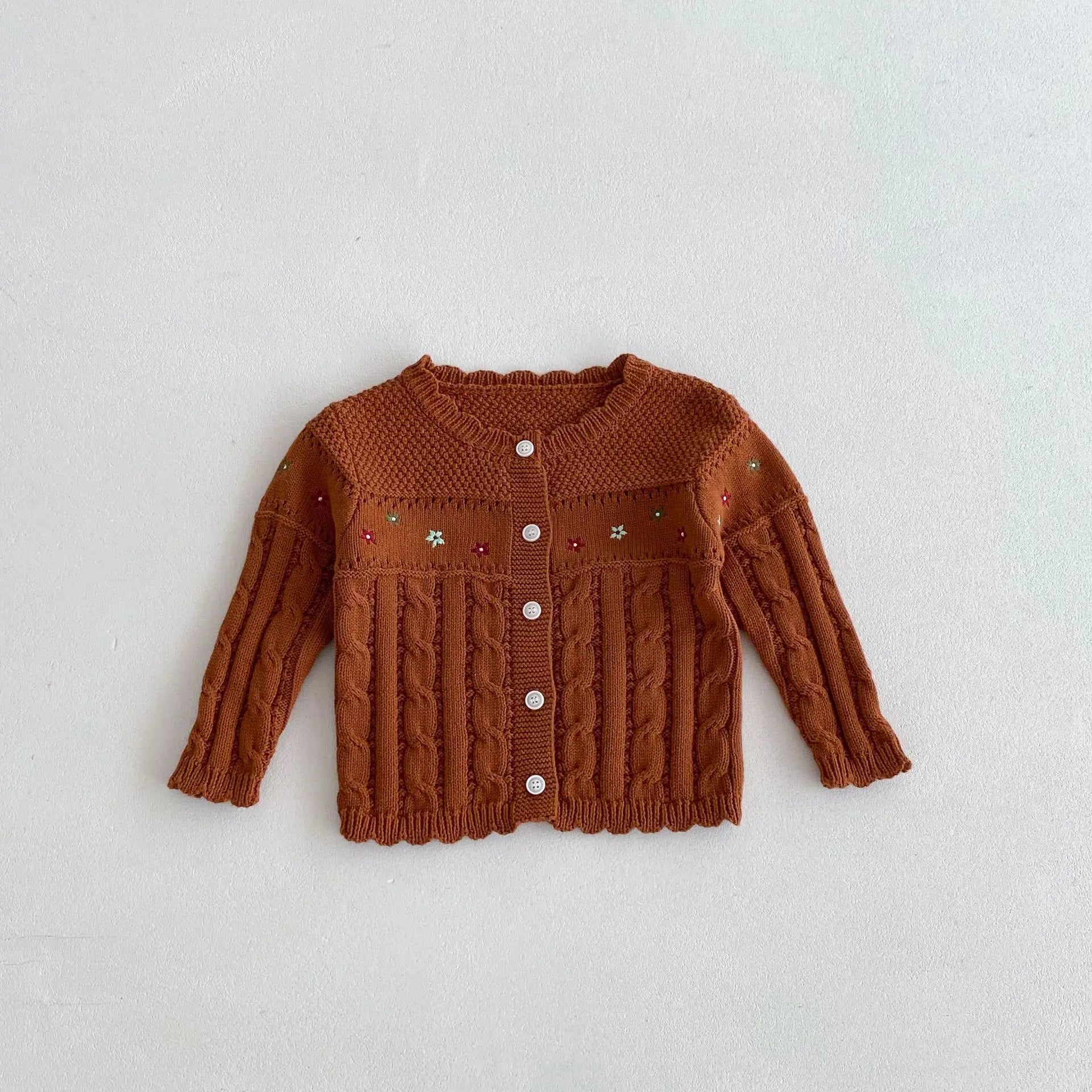 -キッズカーディガン フラワー刺繍レースニットジャケット 2カラー - mamahalo shop - カーディガン・パーカー -  べビー服 - 子供服 - 男の子 - 女の子