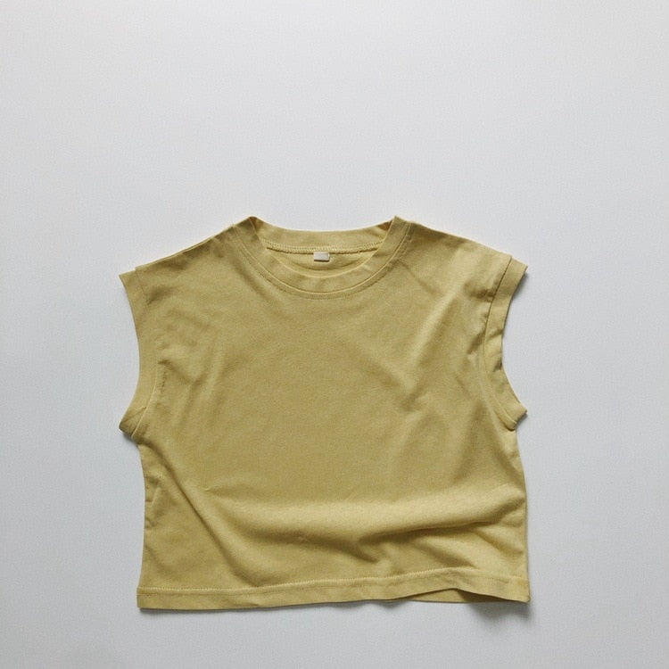 -キッズ くすみカラー ノースリーブ Tシャツ タンクトップ 5カラー ユニセックス【mh0002091】 - mamahalo shop - タンクトップ・キャミソール・ノースリーブトップス -  べビー服 - 子供服 - 男の子 - 女の子