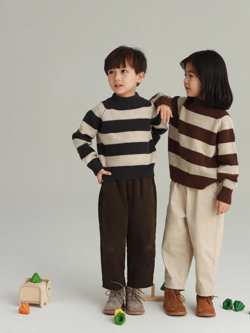 -キッズトップス ニットセーター ボーダー 2カラー【mh0006140】 - mamahalo shop - ニット・セーター -  べビー服 - 子供服 - 男の子 - 女の子