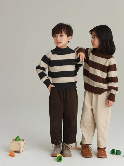 -キッズトップス ニットセーター ボーダー 2カラー【mh0006140】 - mamahalo shop - ニット・セーター -  べビー服 - 子供服 - 男の子 - 女の子