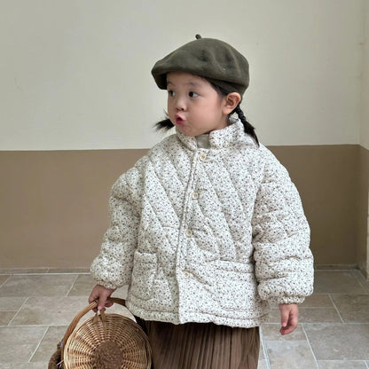 -キッズアウター キルティングジャケット コート フラワー 小花柄プリント ガールズ 女の子 子供服【mh0003173】 - mamahalo shop - ショートコート・ジャケット・ジャンパー -  べビー服 - 子供服 - 男の子 - 女の子