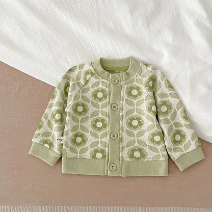 -ベビーカーディガン ニットジャケット ハート レトロフラワー 幾何学 15柄【mh0004142】 - mamahalo shop - カーディガン・パーカー -  べビー服 - 子供服 - 男の子 - 女の子