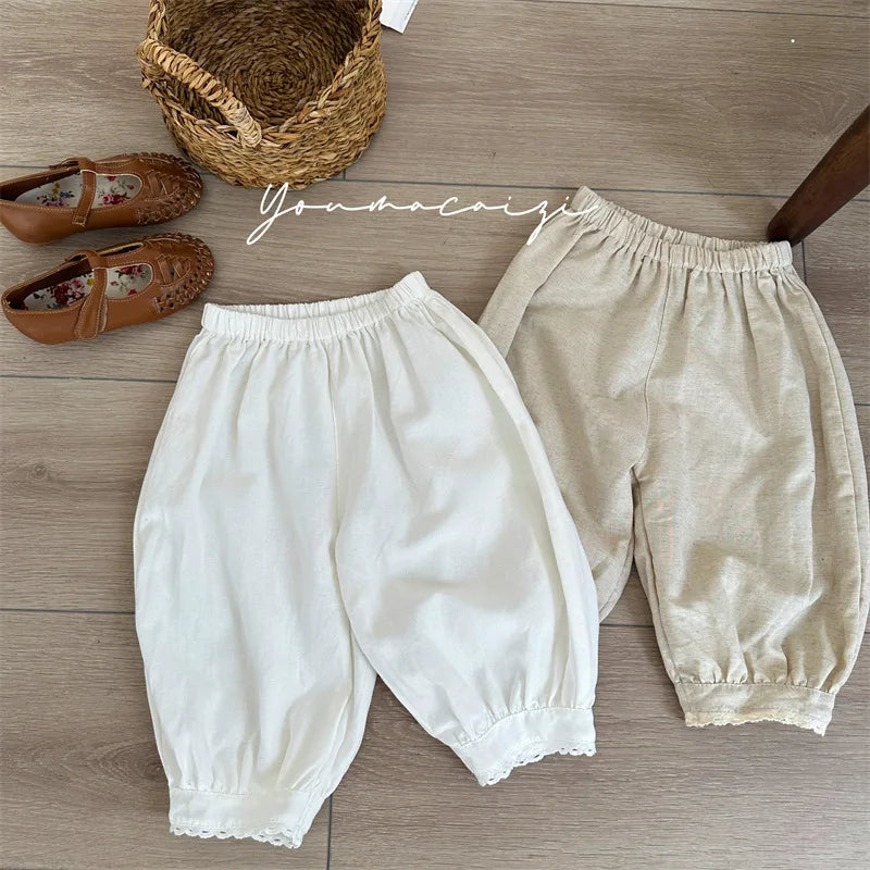 -キッズパンツ クロップドパンツ レース 2カラー【mh0005310】 - mamahalo shop - ロングパンツ・スウェットパンツ -  べビー服 - 子供服 - 男の子 - 女の子