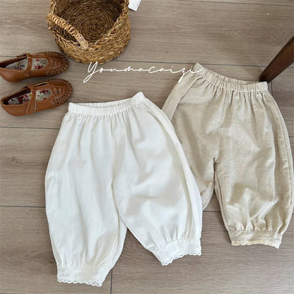 -キッズパンツ クロップドパンツ レース 2カラー【mh0005310】 - mamahalo shop - ロングパンツ・スウェットパンツ -  べビー服 - 子供服 - 男の子 - 女の子