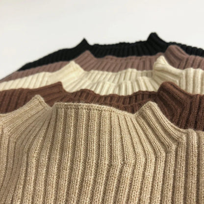 -キッズトップス ニットハイネックカットソー 首元ゆったり 無地 シンプル ベーシック【mh0003473】 - mamahalo shop - ニット・セーター -  べビー服 - 子供服 - 男の子 - 女の子