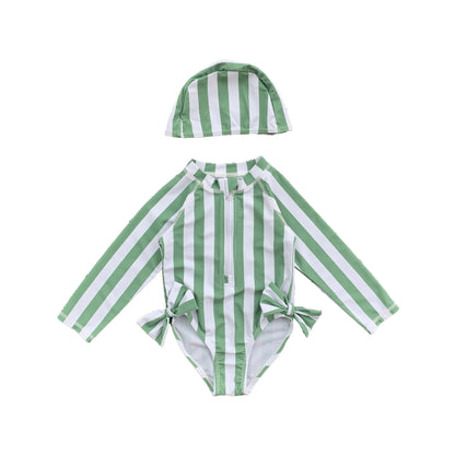 -キッズ 水着 フラワー 花柄 長袖 ワンピース ビキニ セパレート 帽子 セット ラッシュガード スイムウェア 10スタイル ガールズ【mh0002217】 - mamahalo shop - ベビー用水着 -  べビー服 - 子供服 - 男の子 - 女の子