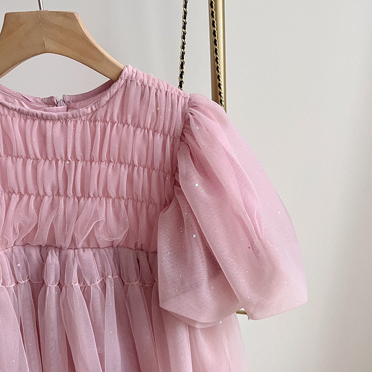 -キッズ チュチュ チュール ドレス プリンセス ワンピース ピンク ガールズ - mamahalo shop - 半袖ワンピース -  べビー服 - 子供服 - 男の子 - 女の子