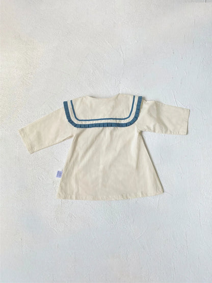 -ベビーキッズワンピース マリンセーラーカラー長袖ワンピース 2カラー - mamahalo shop - 長袖ワンピース -  べビー服 - 子供服 - 男の子 - 女の子
