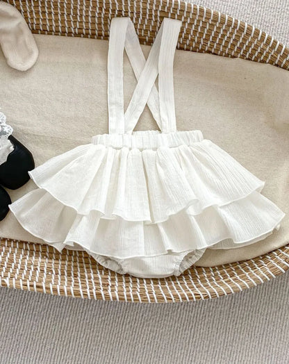 -ベビーパンツ サスペンダースカートブルマ ケーキスカート ブラック/ホワイト/2カラー - mamahalo shop - ブルマパンツ -  べビー服 - 子供服 - 男の子 - 女の子