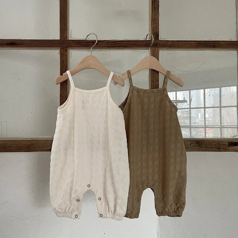 -ベビーサロペット キャミソールジャンプスーツ ロンパース シンプルベーシック 2カラー【mh0005403】 - mamahalo shop - サロペットパンツ・サスペンダーパンツ -  べビー服 - 子供服 - 男の子 - 女の子