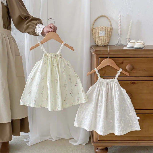 -キッズワンピース キャミソールワンピース フラワープリント/刺繍レース【mh0006223】 - mamahalo shop - ノースリーブワンピース -  べビー服 - 子供服 - 男の子 - 女の子