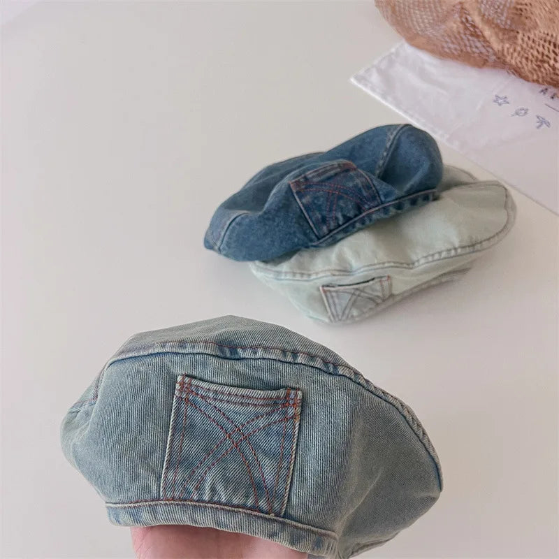 -キッズ帽子 デニム ベレー帽 ハット 3カラー - mamahalo shop - ベビー用帽子 -  べビー服 - 子供服 - 男の子 - 女の子