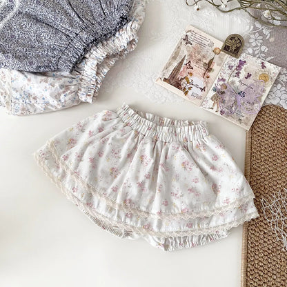 -ベビーキッズパンツ フリルスカートブルマ パンツインスカート フラワー花柄プリント 3カラー - mamahalo shop - ブルマパンツ -  べビー服 - 子供服 - 男の子 - 女の子