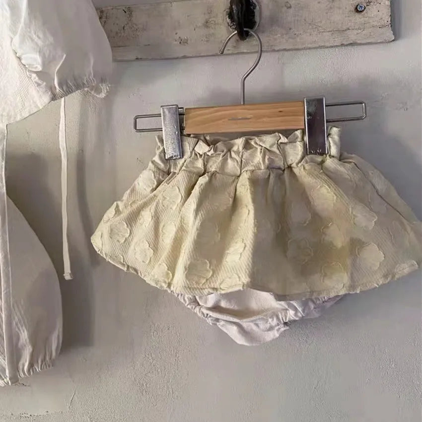 -ベビースカート ブルマパンツ フラワー刺繍 ドッキング ブルマパンツインスカート【mh0006380】 - mamahalo shop - ブルマパンツ -  べビー服 - 子供服 - 男の子 - 女の子