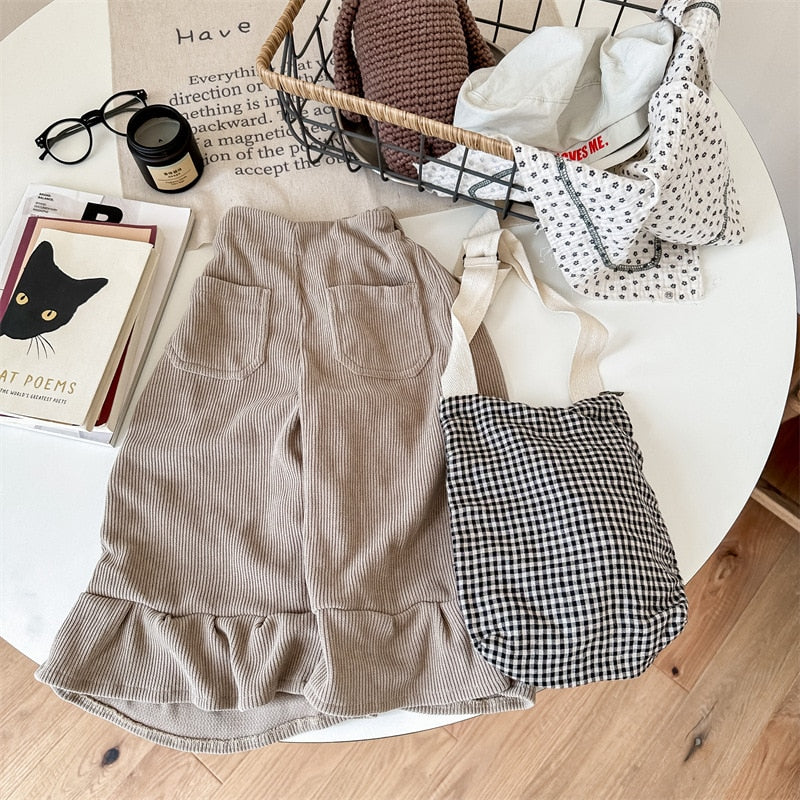 -キッズ コーデュロイ フリル フレア ルーズ ロングパンツ ガールズ - mamahalo shop - ロングパンツ・スウェットパンツ -  べビー服 - 子供服 - 男の子 - 女の子