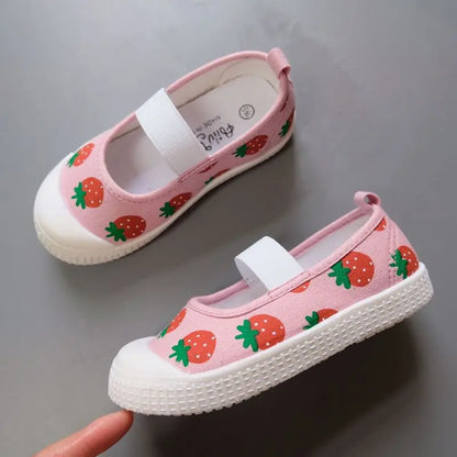 -ベビー キッズ みずたま チェック さくらんぼ あひる スマイル キャンバス バレエ シューズ 上履き - mamahalo shop - 靴 -  べビー服 - 子供服 - 男の子 - 女の子