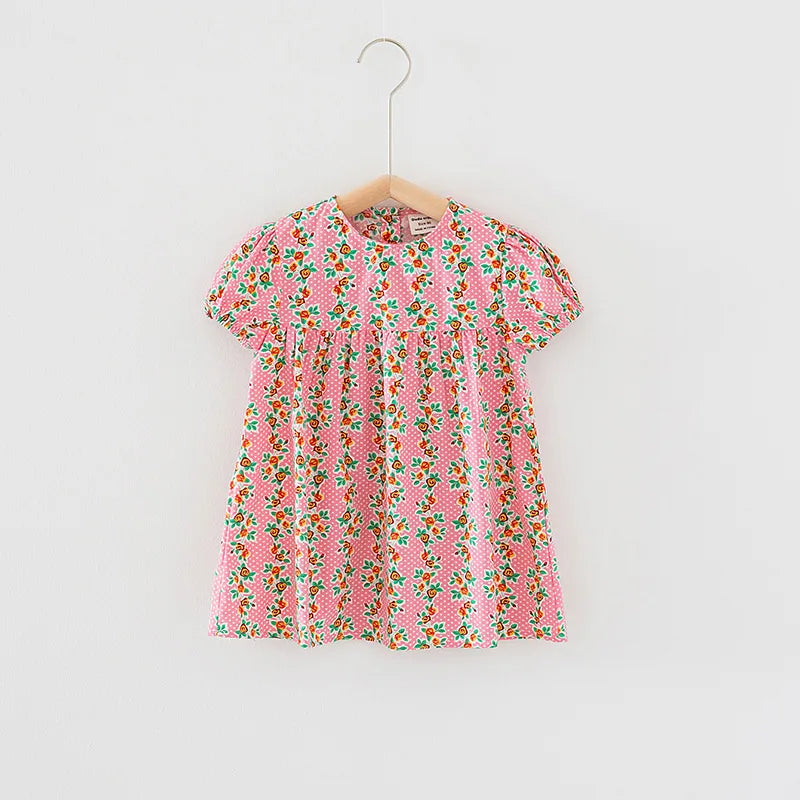 -キッズワンピース 半袖プリントワンピース フラワー花柄プリント 2カラー【mh0005662】 - mamahalo shop - 半袖ワンピース -  べビー服 - 子供服 - 男の子 - 女の子