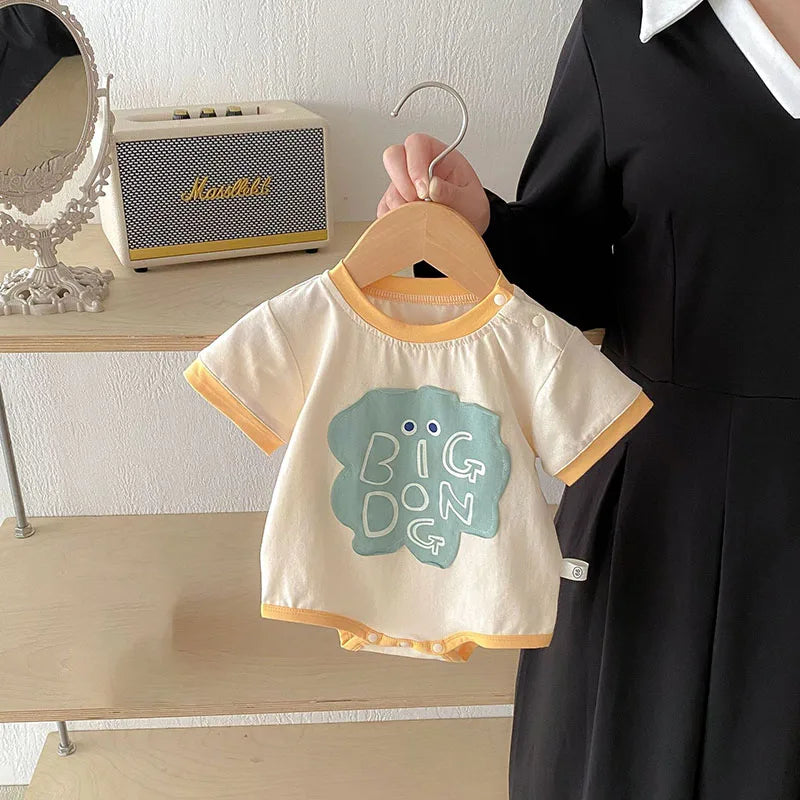 -ベビーロンパース 半袖ボディスーツ レターロゴ 2カラー【mh0005486】 - mamahalo shop - 半袖ロンパース -  べビー服 - 子供服 - 男の子 - 女の子