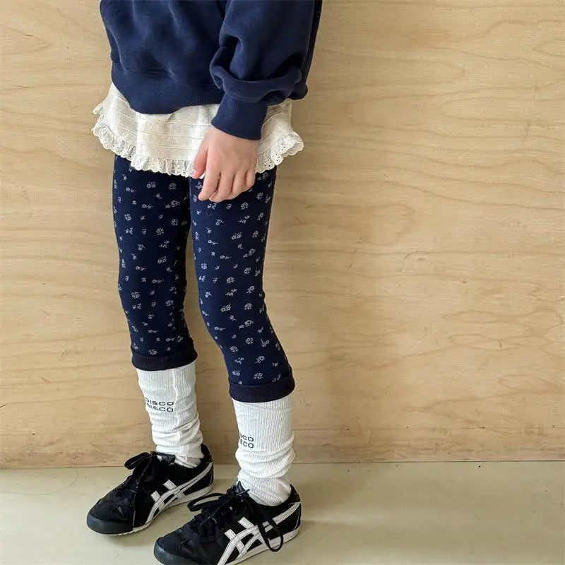 -キッズパンツ レギンスパンツ フラワー小花柄プリント 3カラー - mamahalo shop - レギンスパンツ -  べビー服 - 子供服 - 男の子 - 女の子