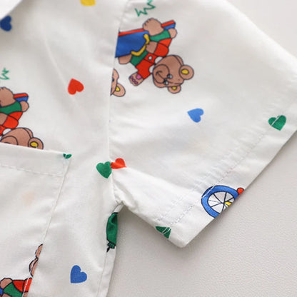 -キッズトップス プリント半袖シャツ タイガー虎 くまベア パンダ ワニ - mamahalo shop - 半袖シャツ・ブラウス -  べビー服 - 子供服 - 男の子 - 女の子