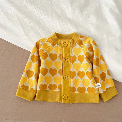 -ベビーカーディガン ニットジャケット ハート レトロフラワー 幾何学 15柄【mh0004142】 - mamahalo shop - カーディガン・パーカー -  べビー服 - 子供服 - 男の子 - 女の子