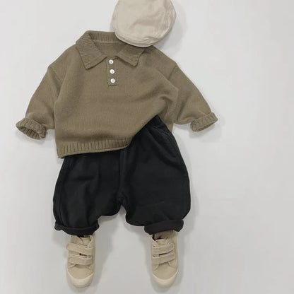 -キッズ長袖ポロシャツ ニットセーター 襟付きTシャツ トップス 3カラー ボーイズ 男の子 子供服 - mamahalo shop - ニット・セーター -  べビー服 - 子供服 - 男の子 - 女の子