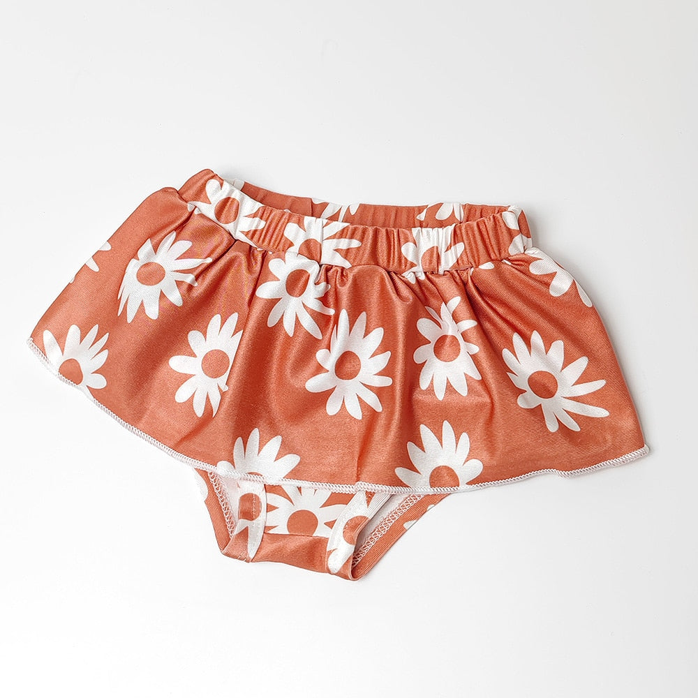 -キッズ 水着 ガールズ フラワー 花柄 ビキニ セパレート スイムウェア ライトブラウン【mh0001998】 - mamahalo shop - ベビー用水着 -  べビー服 - 子供服 - 男の子 - 女の子